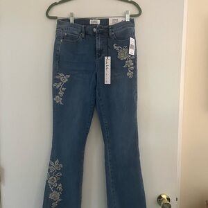 Nicole Miller Blue Floral Embroidered Jeans